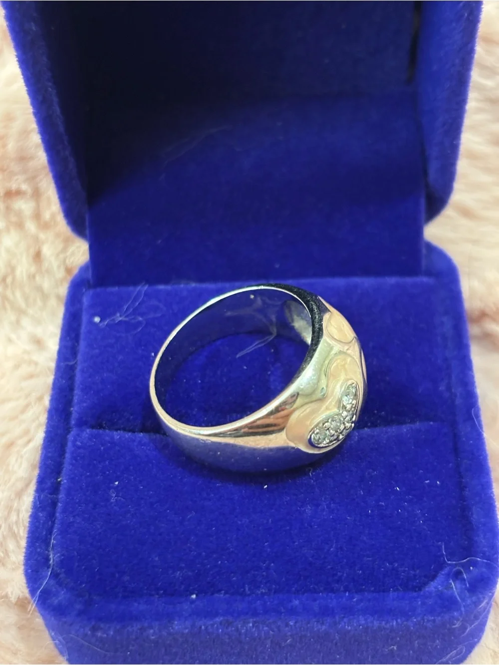 Sterling Silver Heart enamal  Ring in Silver and Rose